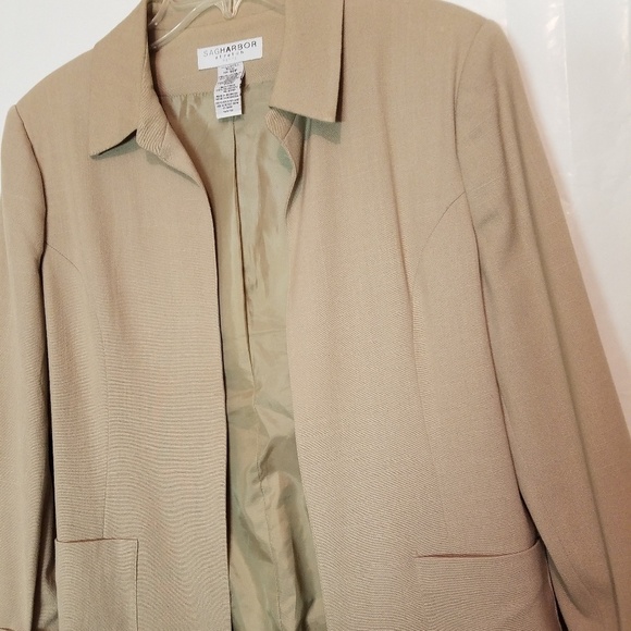Sag Harbor Blazer Open Front Beige Blazer 14P Jacket Suit Coat - Picture 1 of 5